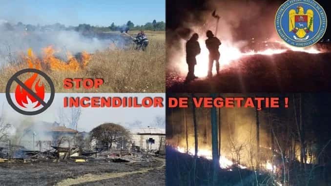 Locuitorii din Rovinari care dau foc la vegetația uscată riscă amenzi foarte mari