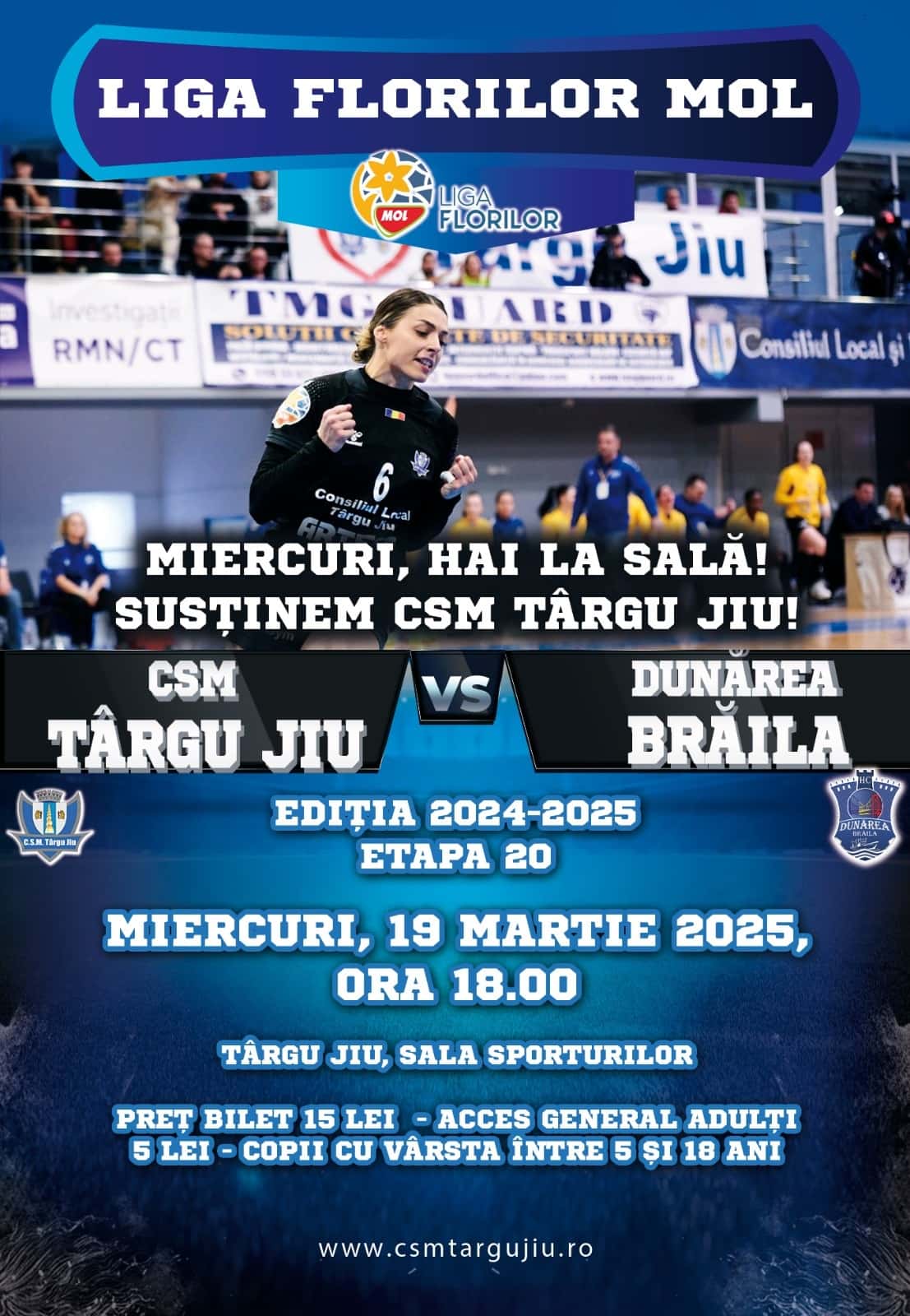 Zi de meci în Liga Florilor: Echipa de handbal a CSM Târgu-Jiu întâlnește Dunărea Brăila