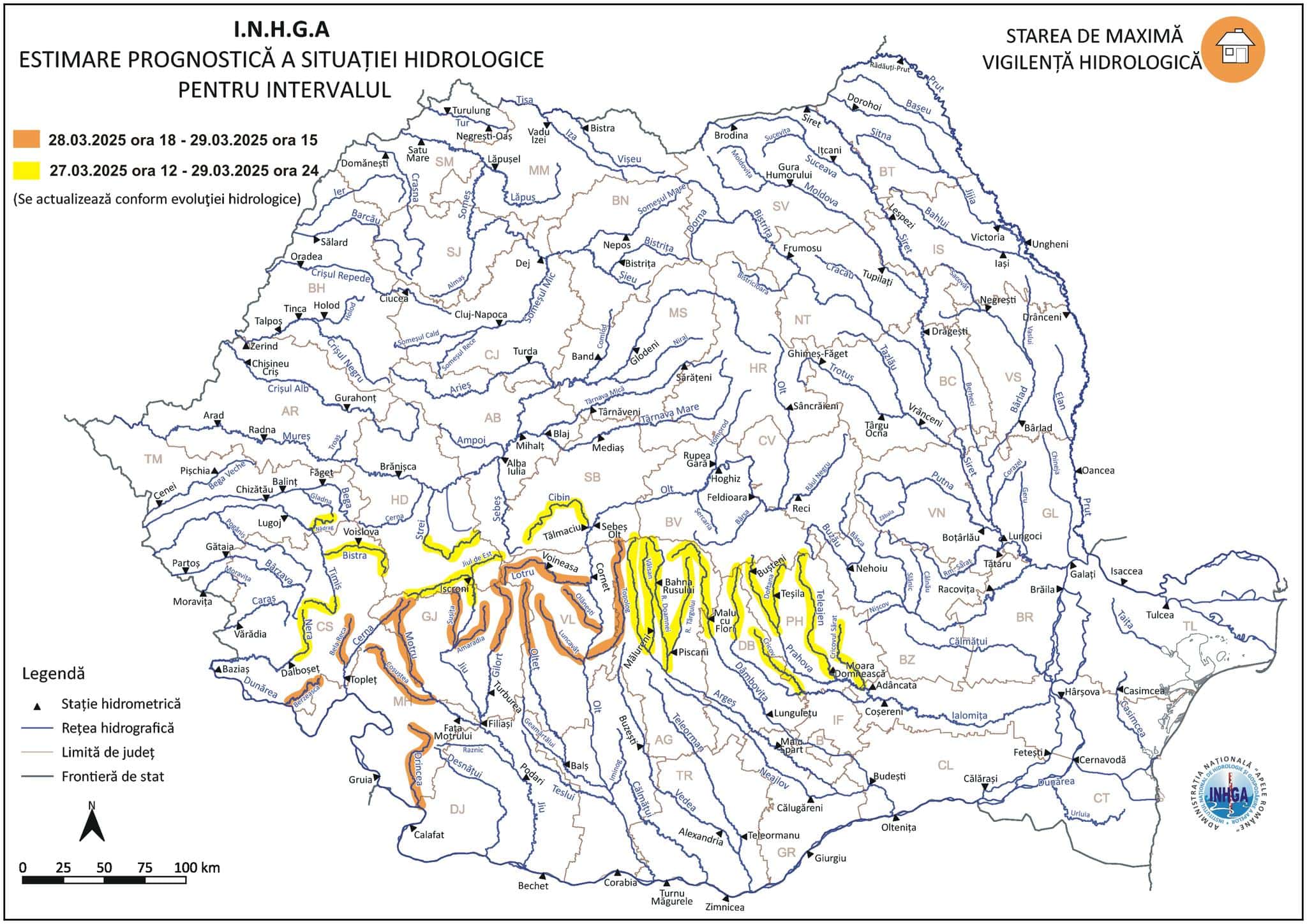 Risc major de inundații pe râul Jiu