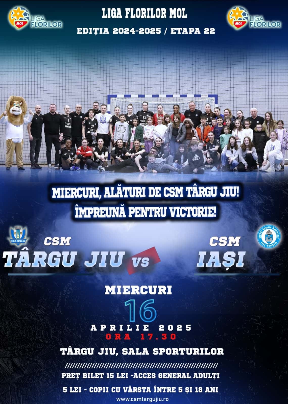 CSM Târgu Jiu - CSM Iași, meci extrem de important în Liga Florilor MOL. Miercuri, ora 17.30