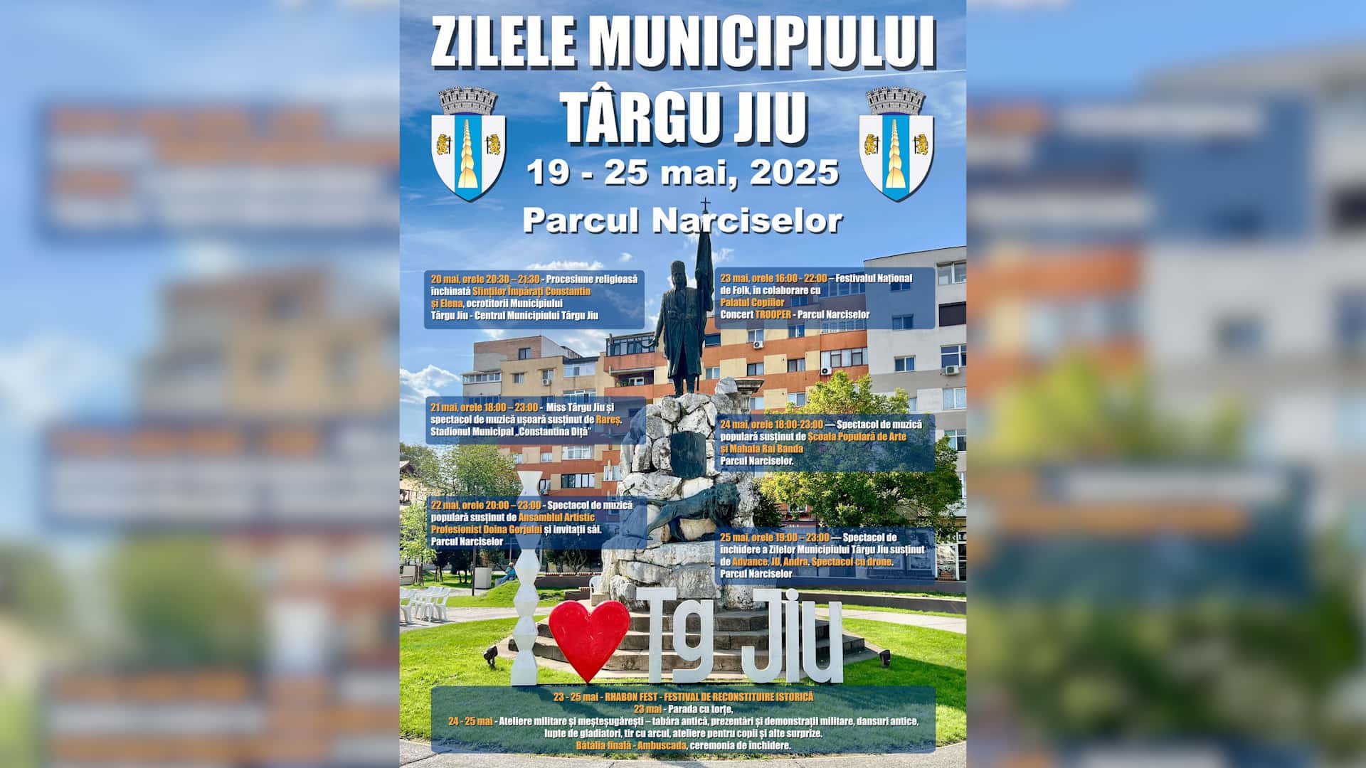 Târgu Jiu sărbătorește Zilele Municipiului cu muzică, parade și spectacole