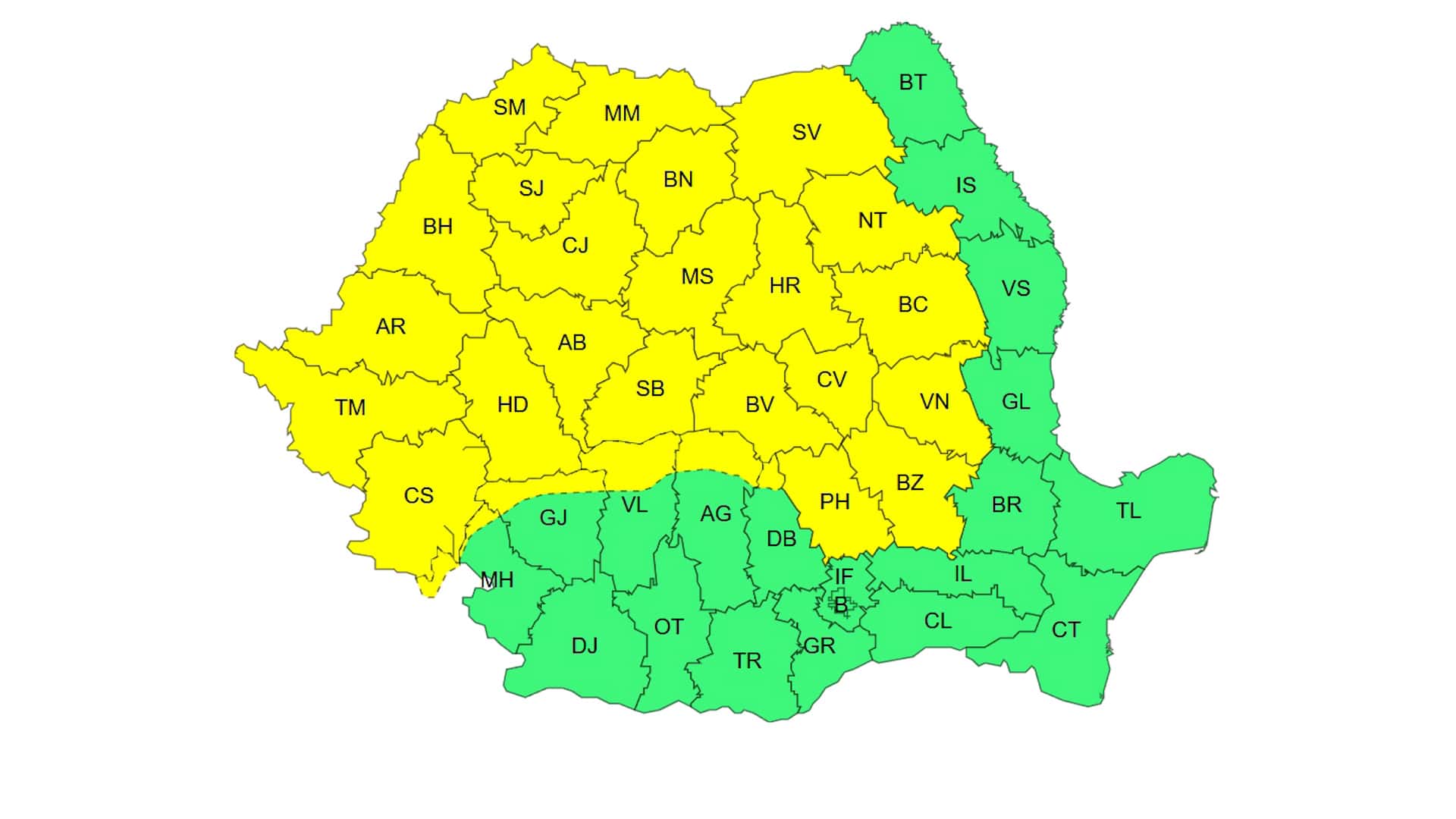 Cod Galben de vreme severă în Gorj