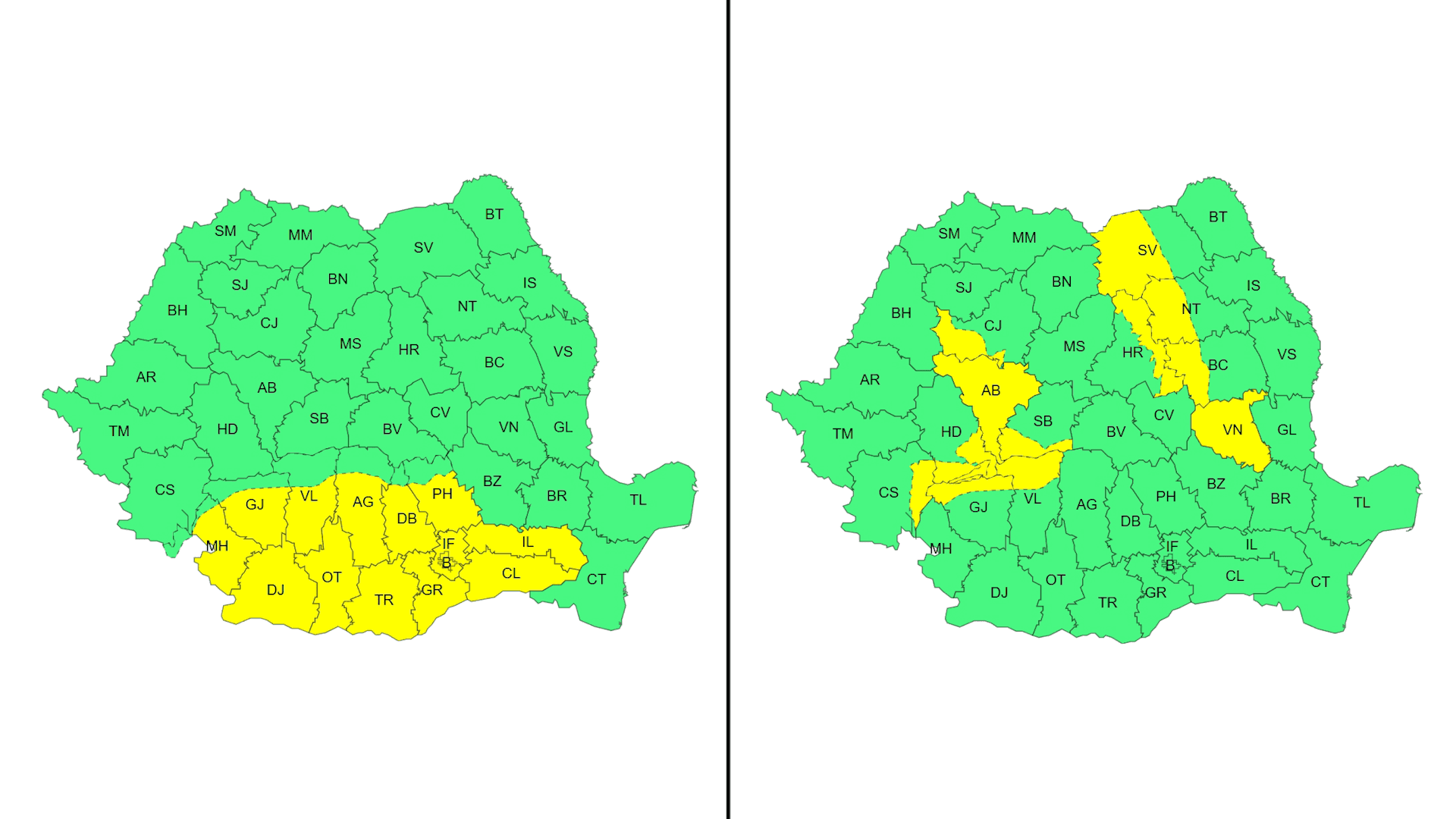 Gorj: Două avertizări Cod Galben