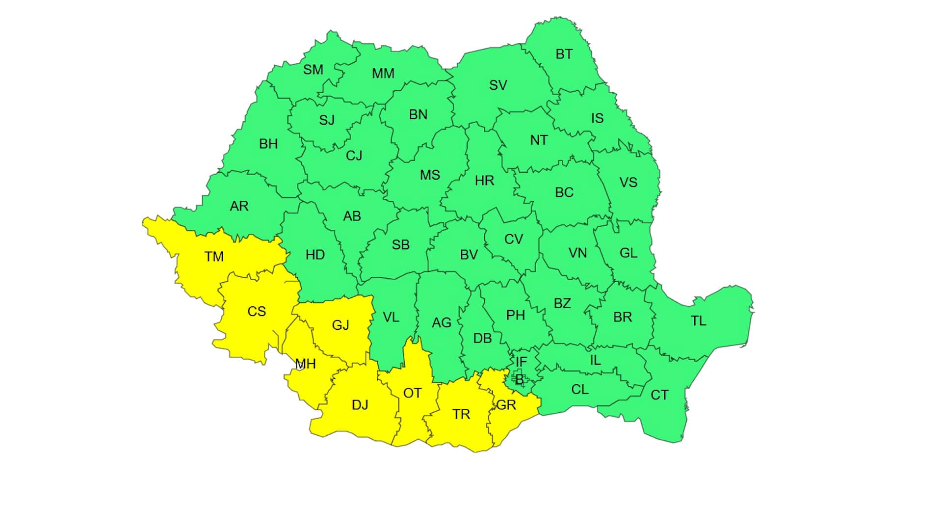 Cod Galben de caniculă în Gorj