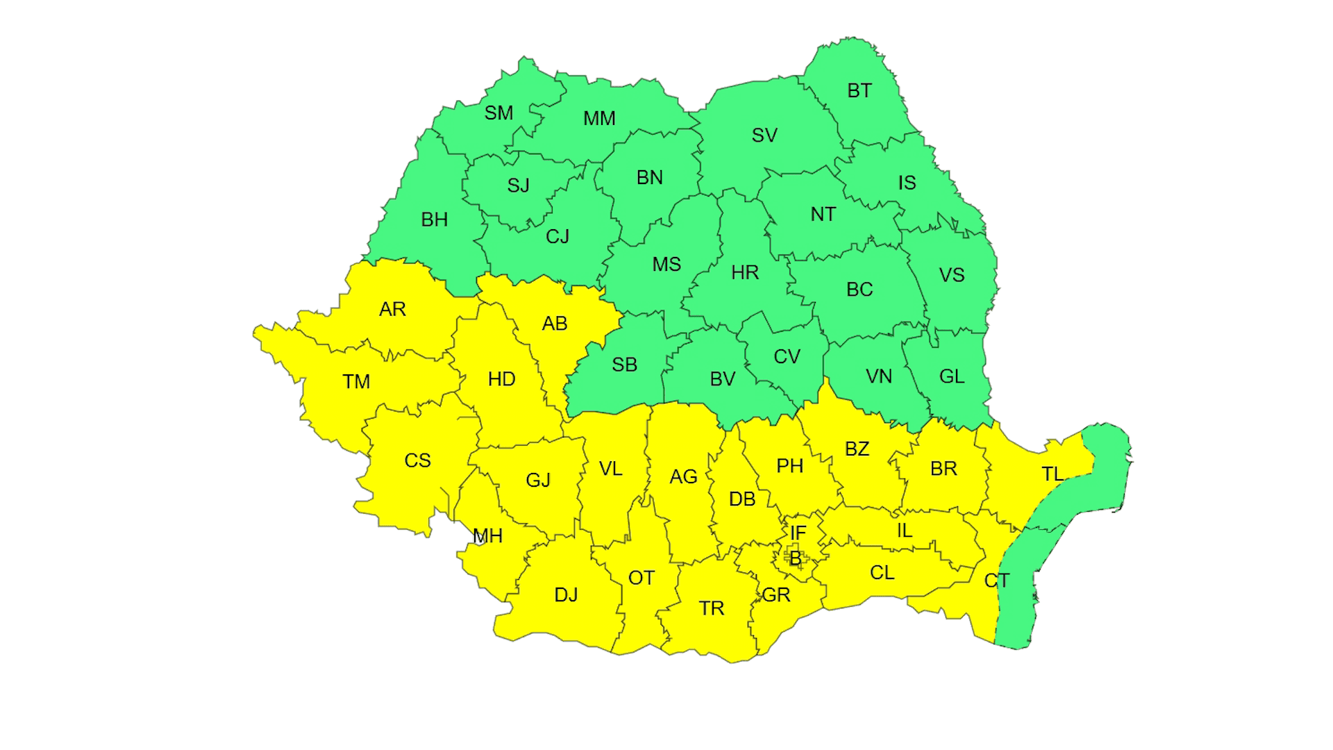 Cod galben de caniculă în Gorj