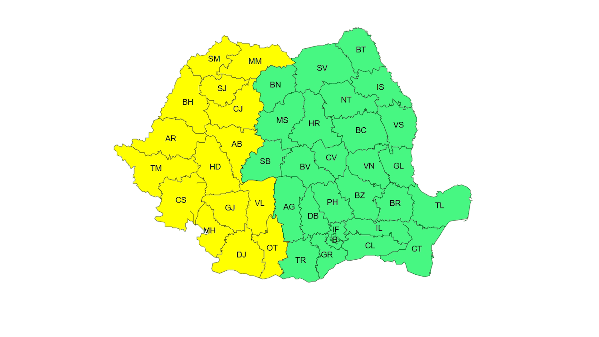 Cod galben de caniculă în Gorj