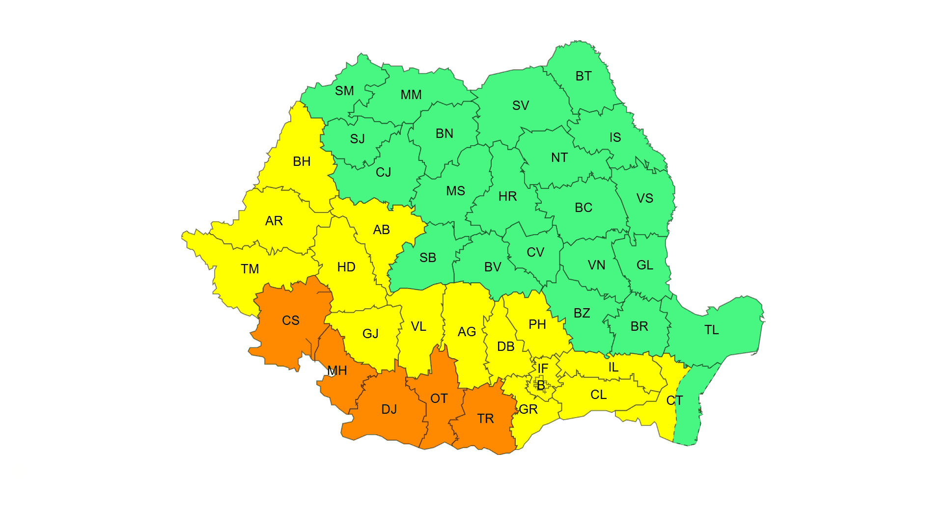 Cod Galben de caniculă în Gorj