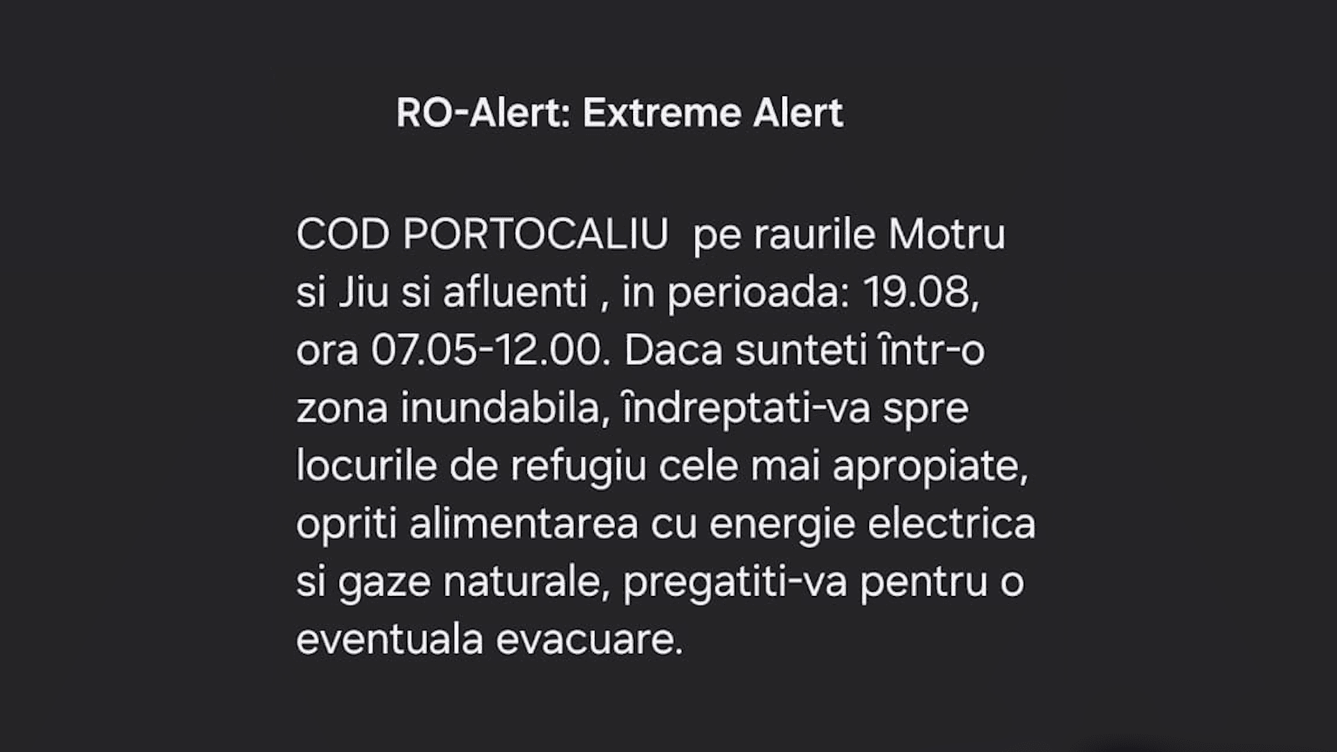 Avertizare RO-Alert în județul Gorj