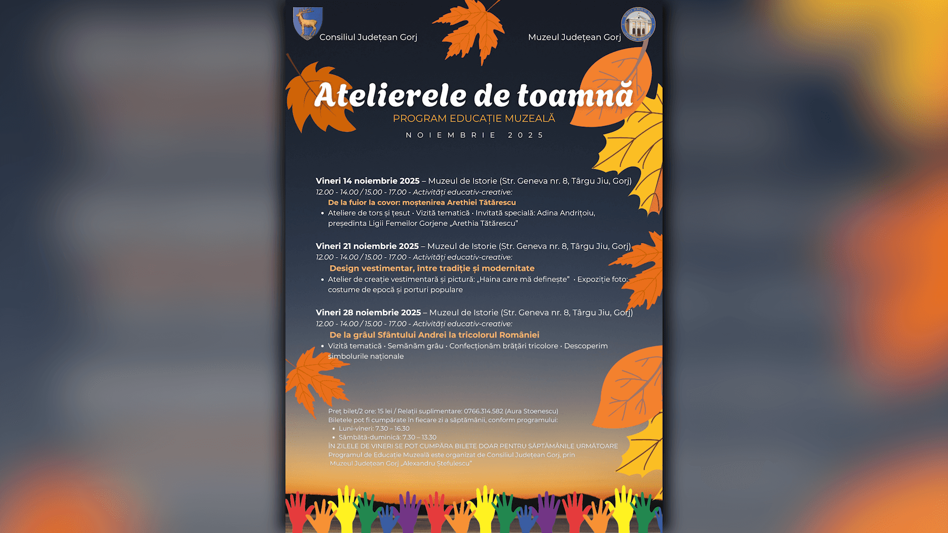 Programul evenimentelor din perioada 17-23 noiembrie