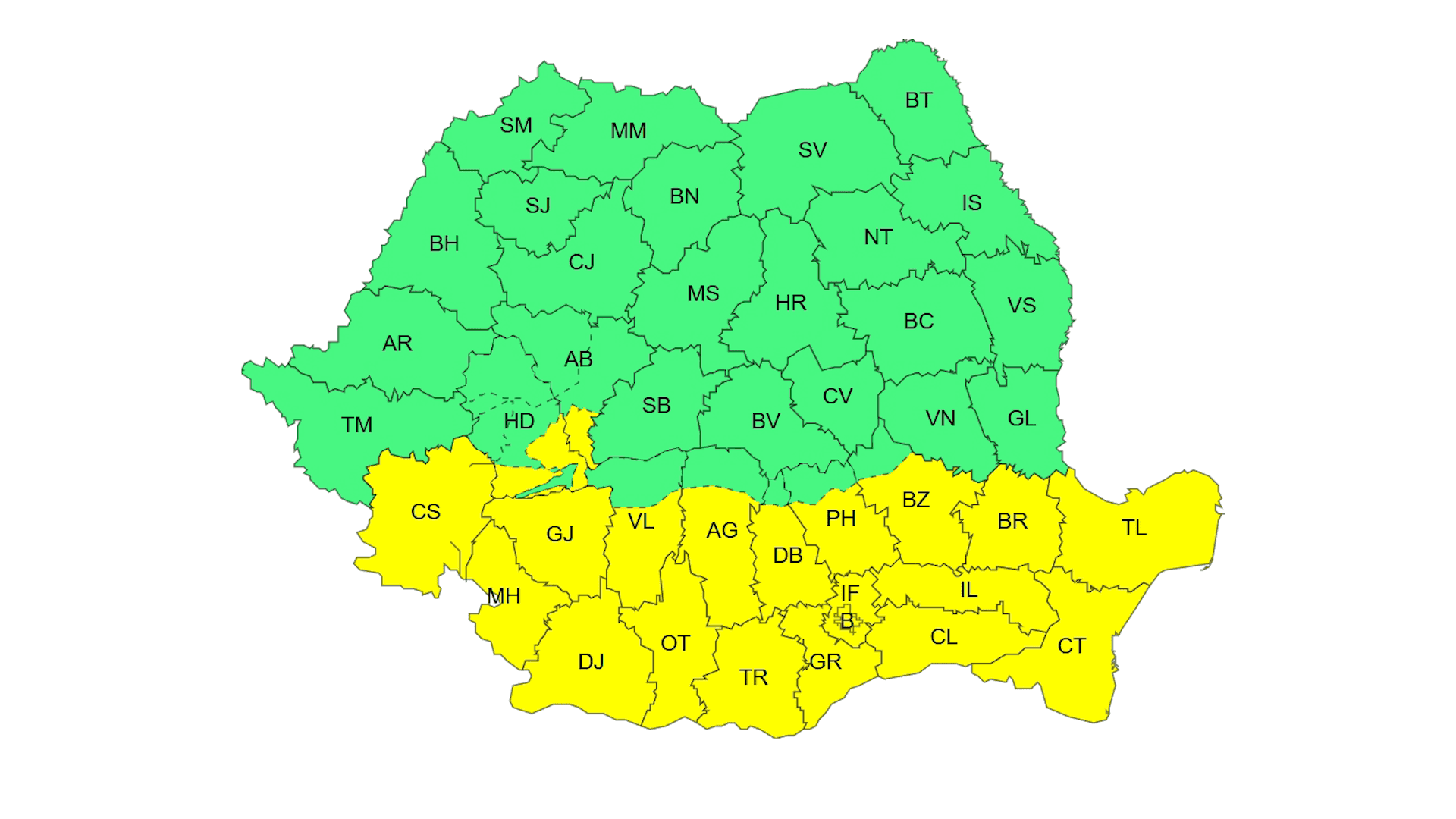 Cod Galben de intensificări ale vântului