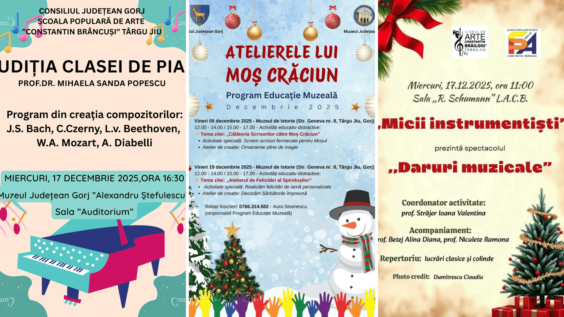 Programul evenimentelor culturale în perioada 15-19 decembrie