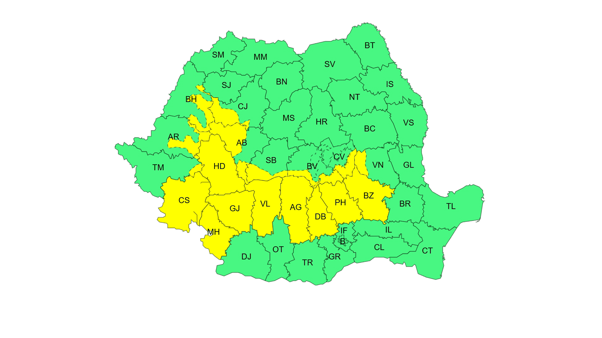 Cod Galben de precipitații în Gorj