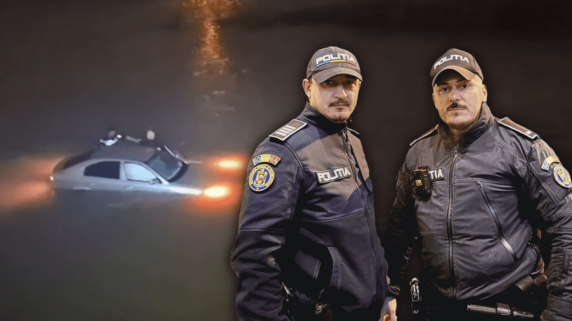 Polițiștii au salvat o femeie blocată într-o mașină, în râul Jiu