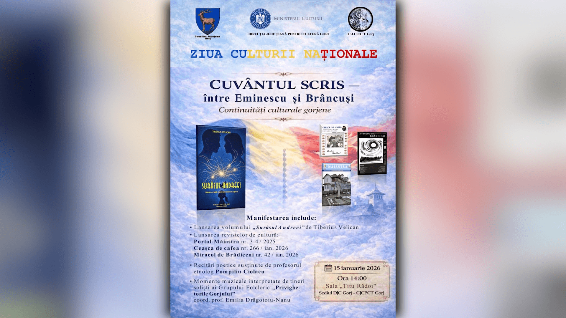 Ziua Culturii Naționale - „Cuvântul scris - Între Eminescu și Brâncuși”