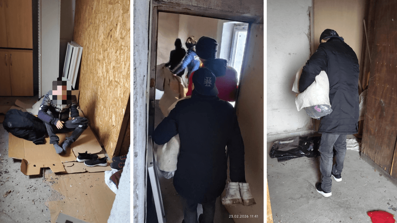 Spațiu de dormit ilegal pe strada Unirii