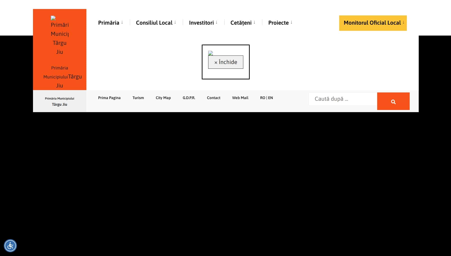 Site-ul oficial al Primăriei Târgu Jiu - Complet nefuncțional