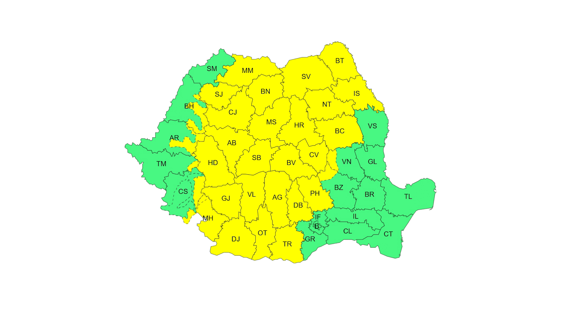 Cod galben de ploi în Gorj
