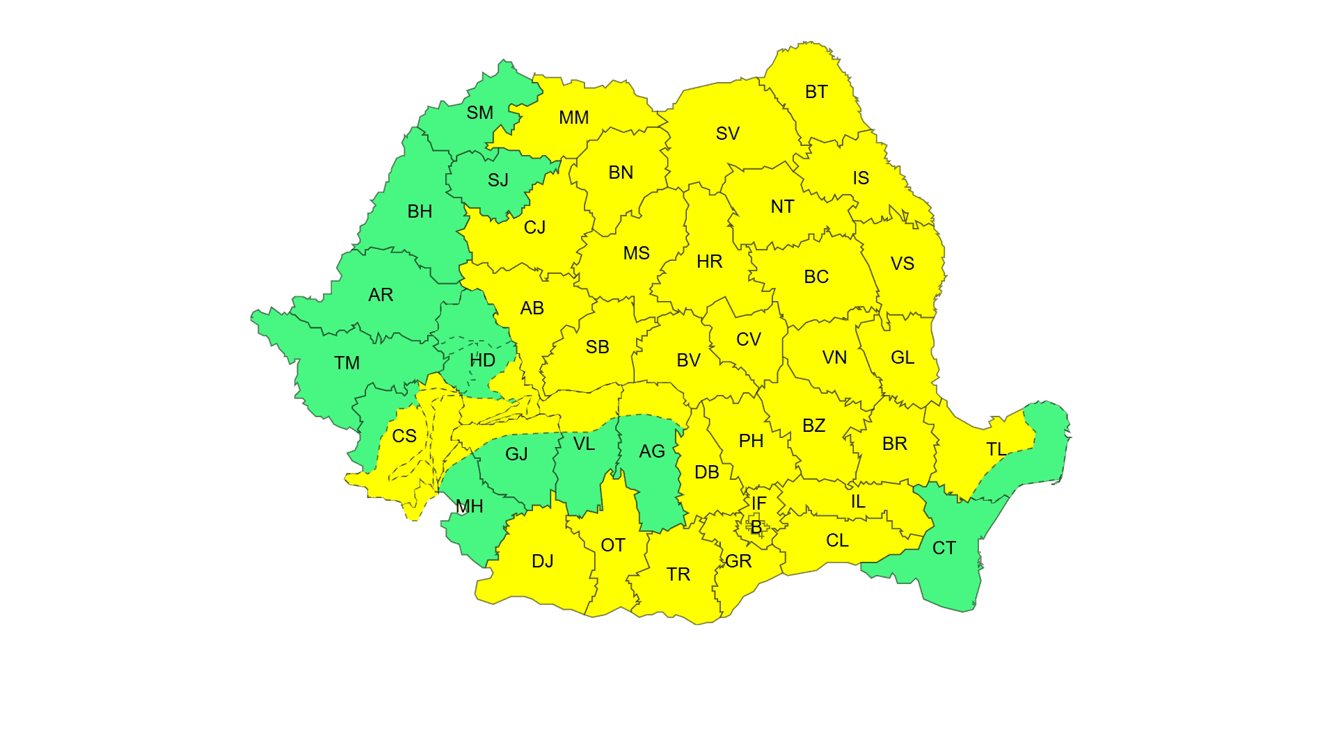 Cod galben de ploi în Nordul județului Gorj