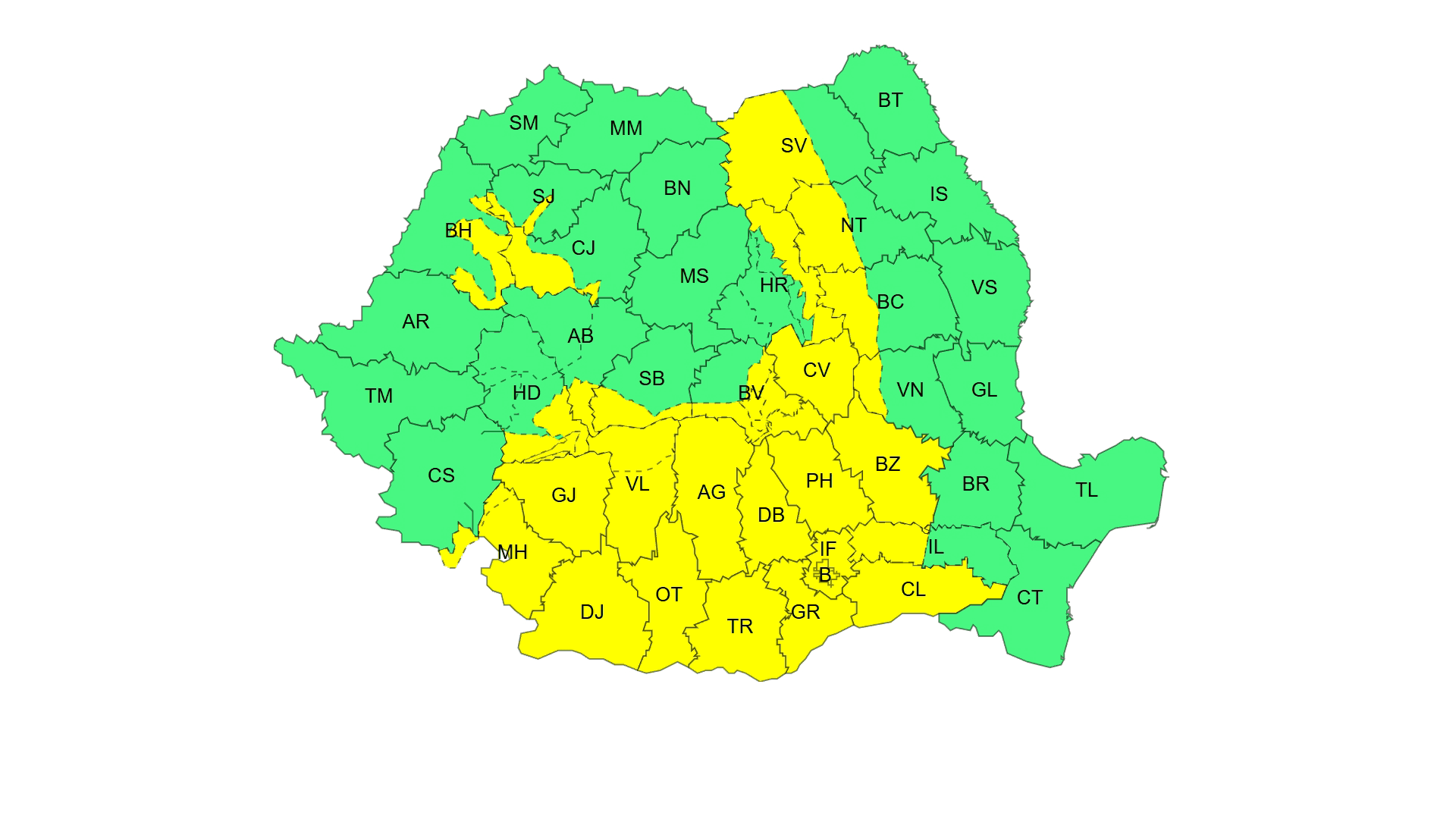 Cod galben de ploi în județul Gorj