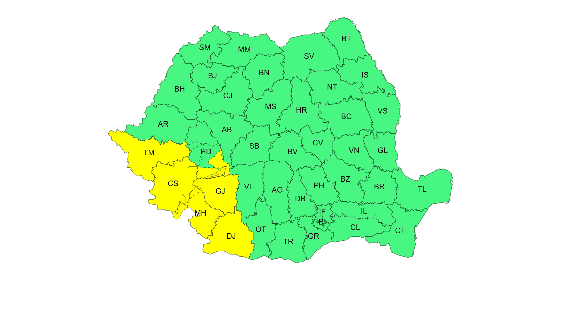 Gorjul, sub cod galben de instabilitate atmosferică accentuată