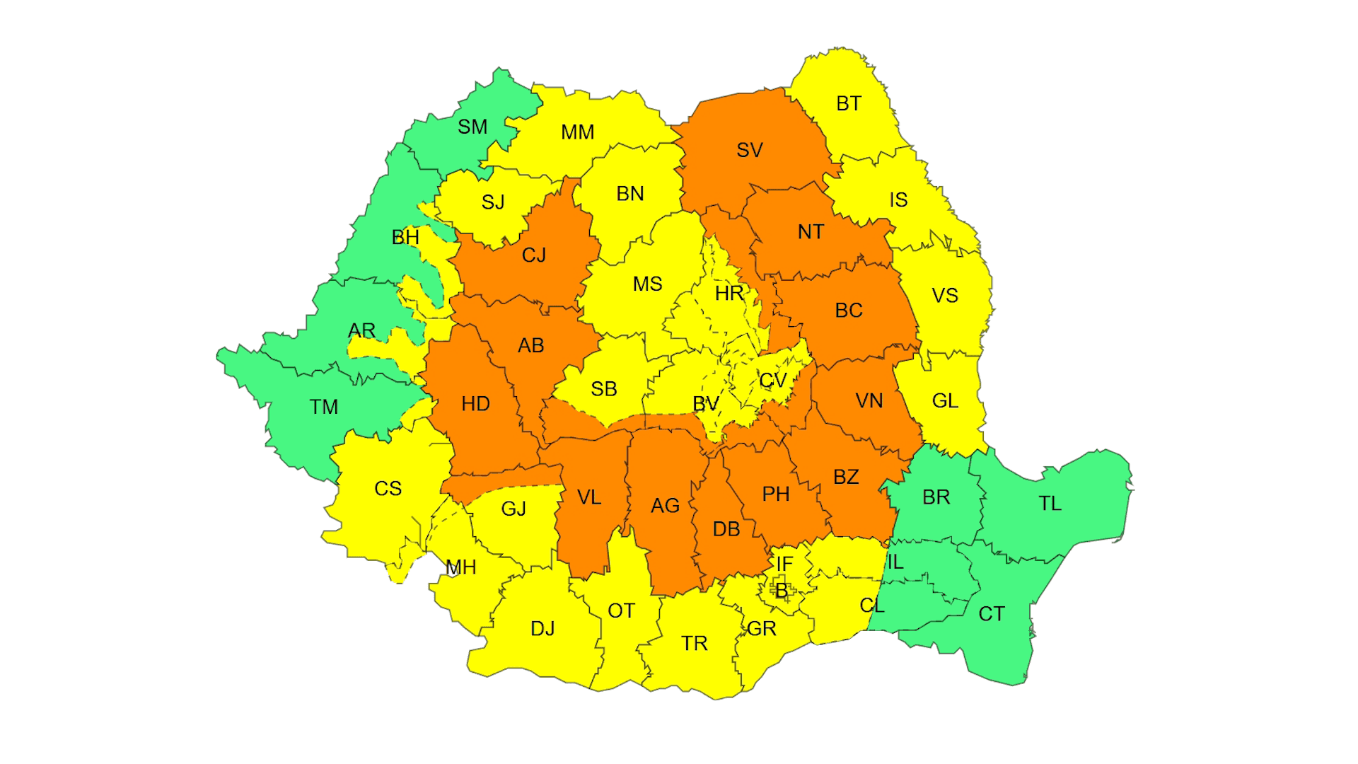 Gorjul, vizat de cod galben și portocaliu de ploi