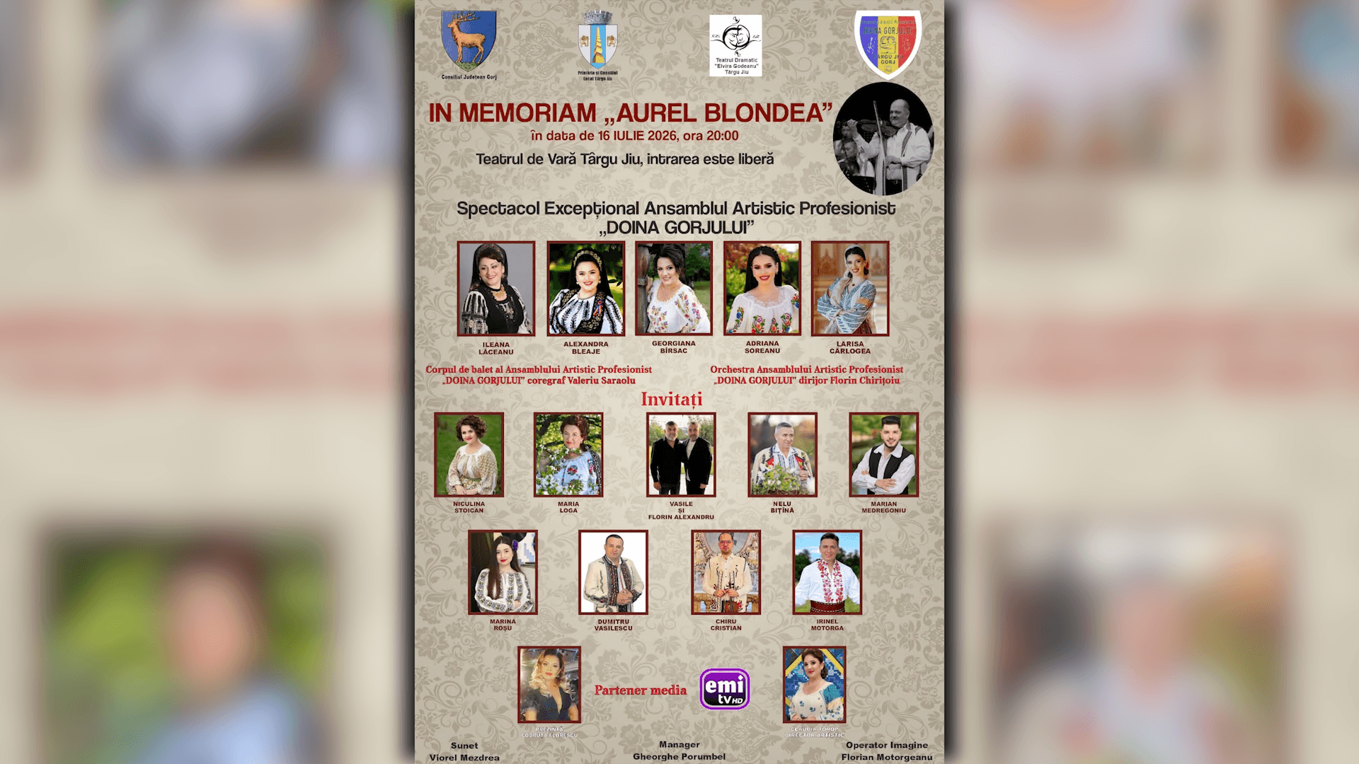 Spectacol omagial dedicat lui Aurel Blondea