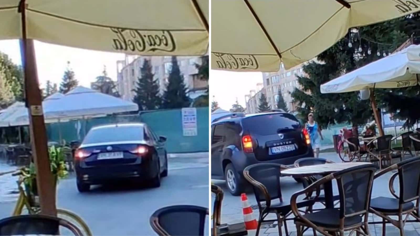 [VIDEO] Alte două mașini, printre terasele din centrul orașului