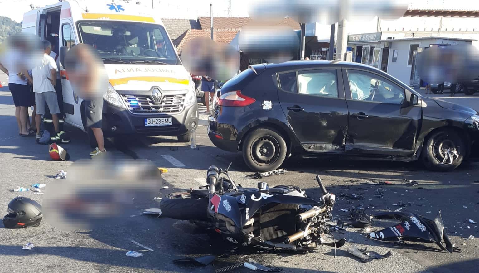 Accident în Olari. Motociclist transportat cu elicopterul SMURD