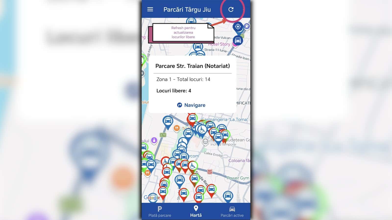 Aplicația „Parcări Târgu Jiu” a fost lansată. Va fi îmbunătățită în 2027