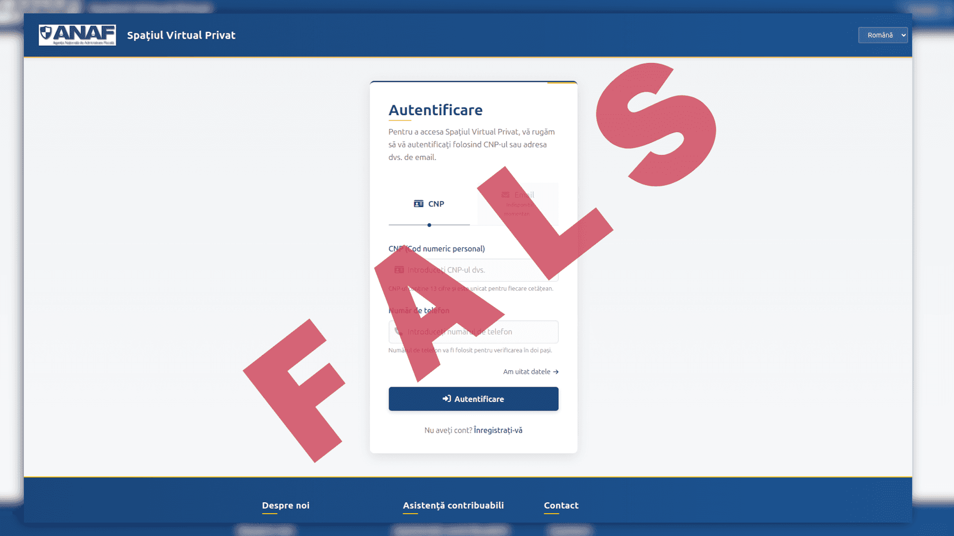 Atenție: Site fals care imită ANAF