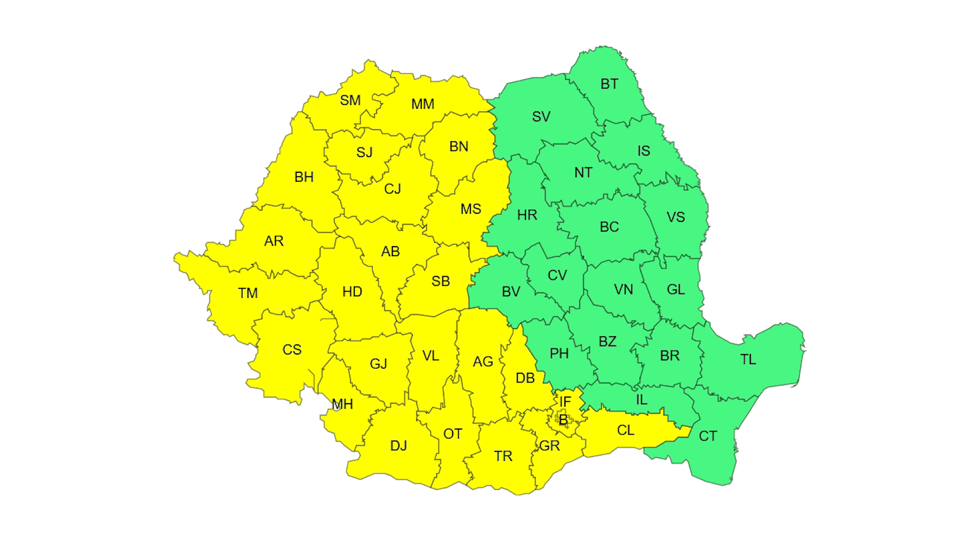 Cod galben de caniculă în Gorj