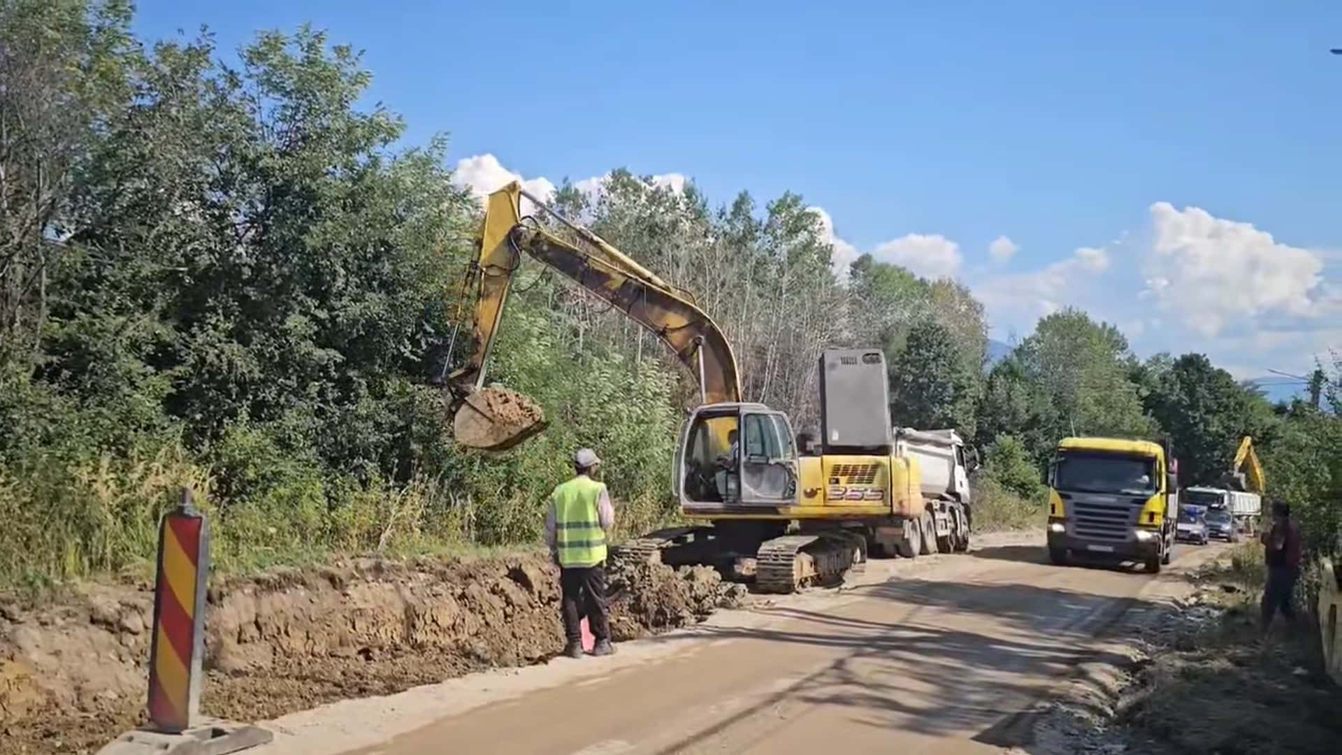 Șantier în lucru între Târgu-Jiu și Baia de Aramă