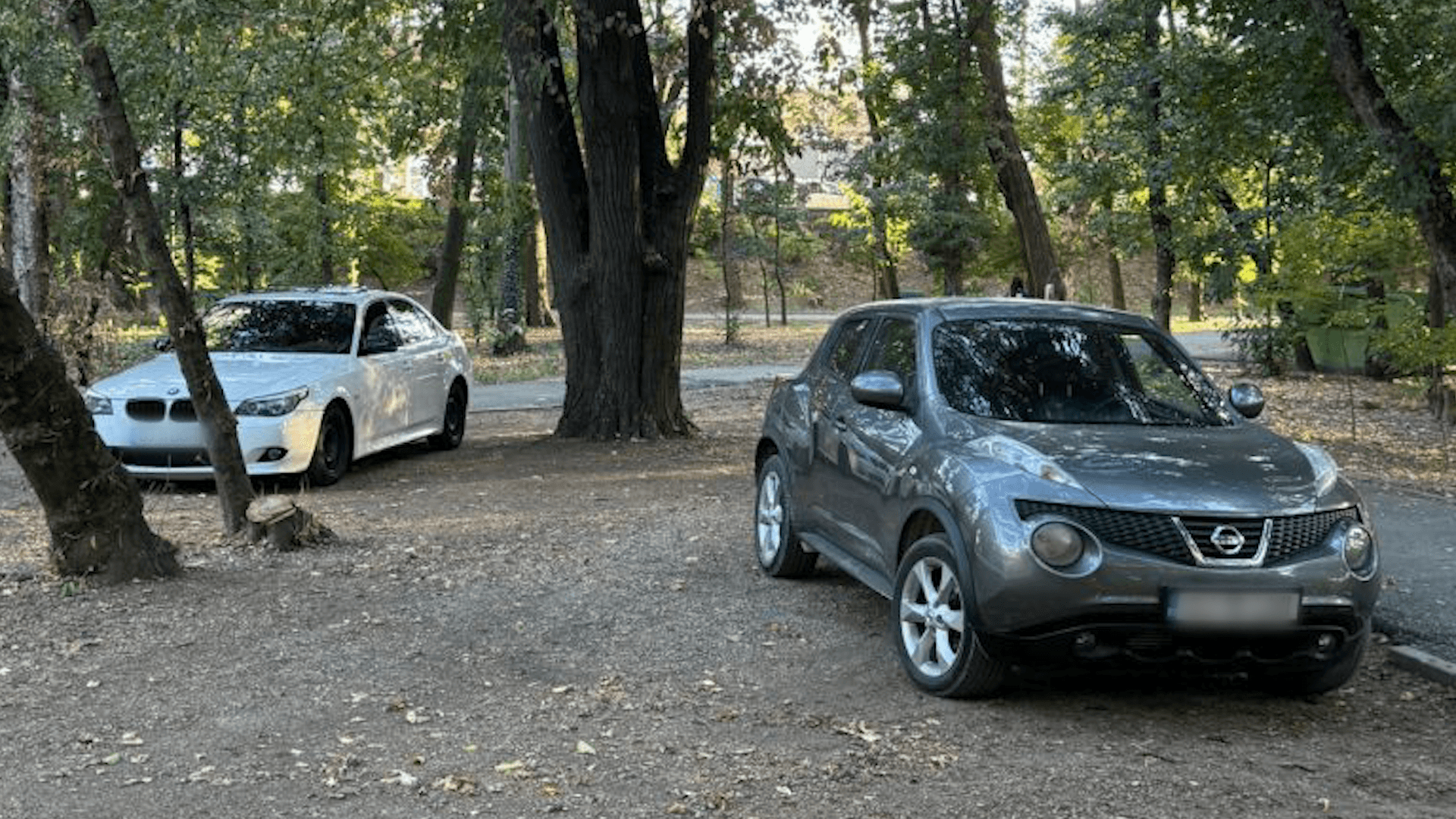 Mașini parcate ilegal în Parcul Central din Târgu Jiu