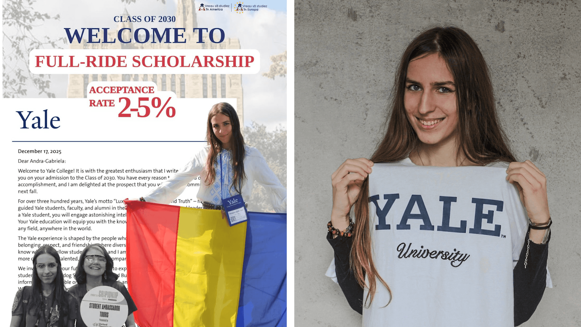 Tânără din Târgu Jiu - Admisă la Universitatea din Yale