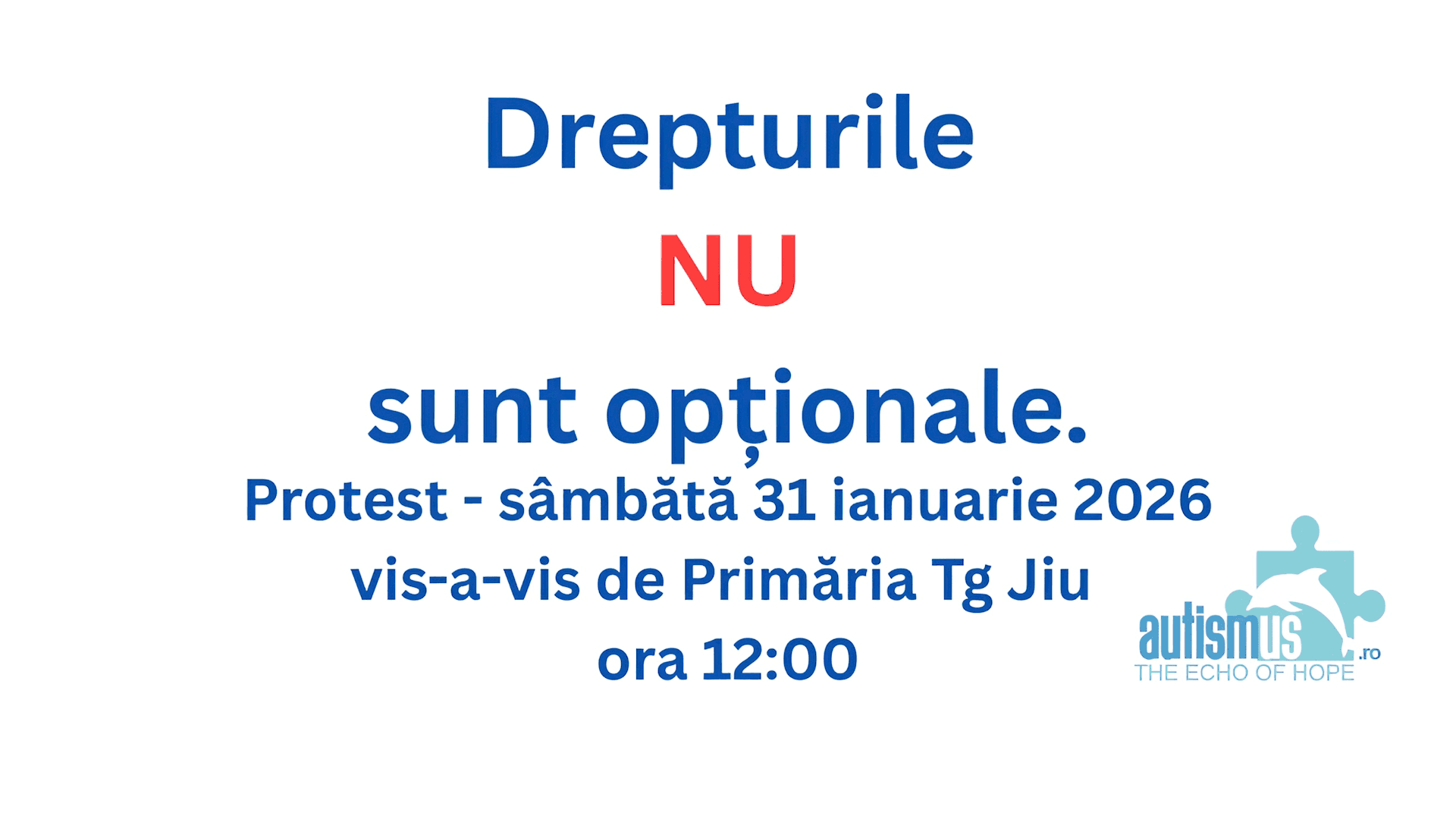 Protest pașnic la Târgu Jiu pentru drepturile persoanelor cu nevoi speciale