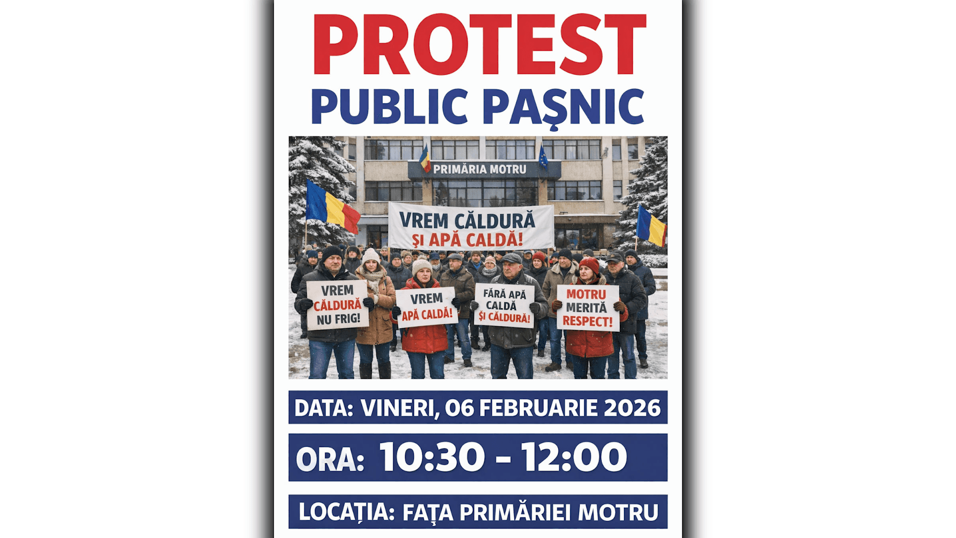 Protest în Motru față de lipsa căldurii