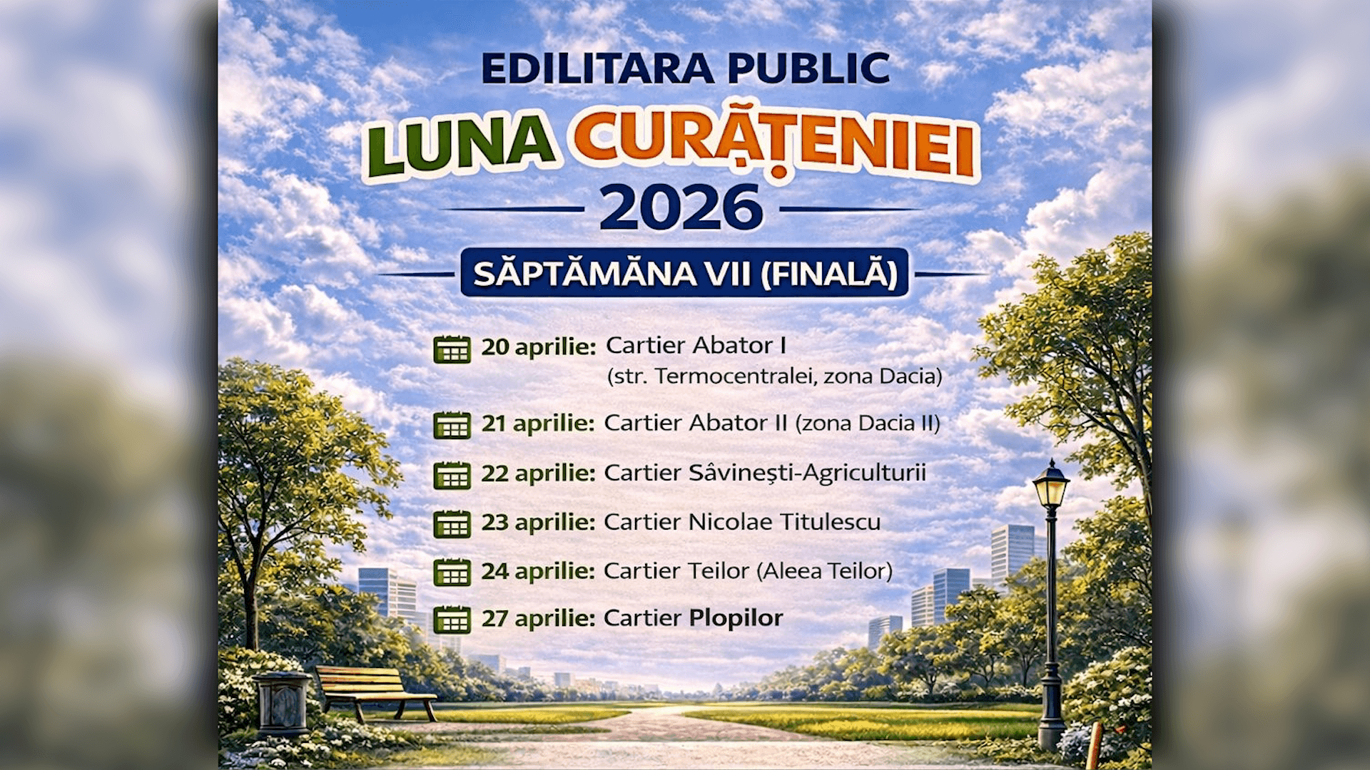 Programul ultimei săptămâni de curățenie din Târgu Jiu