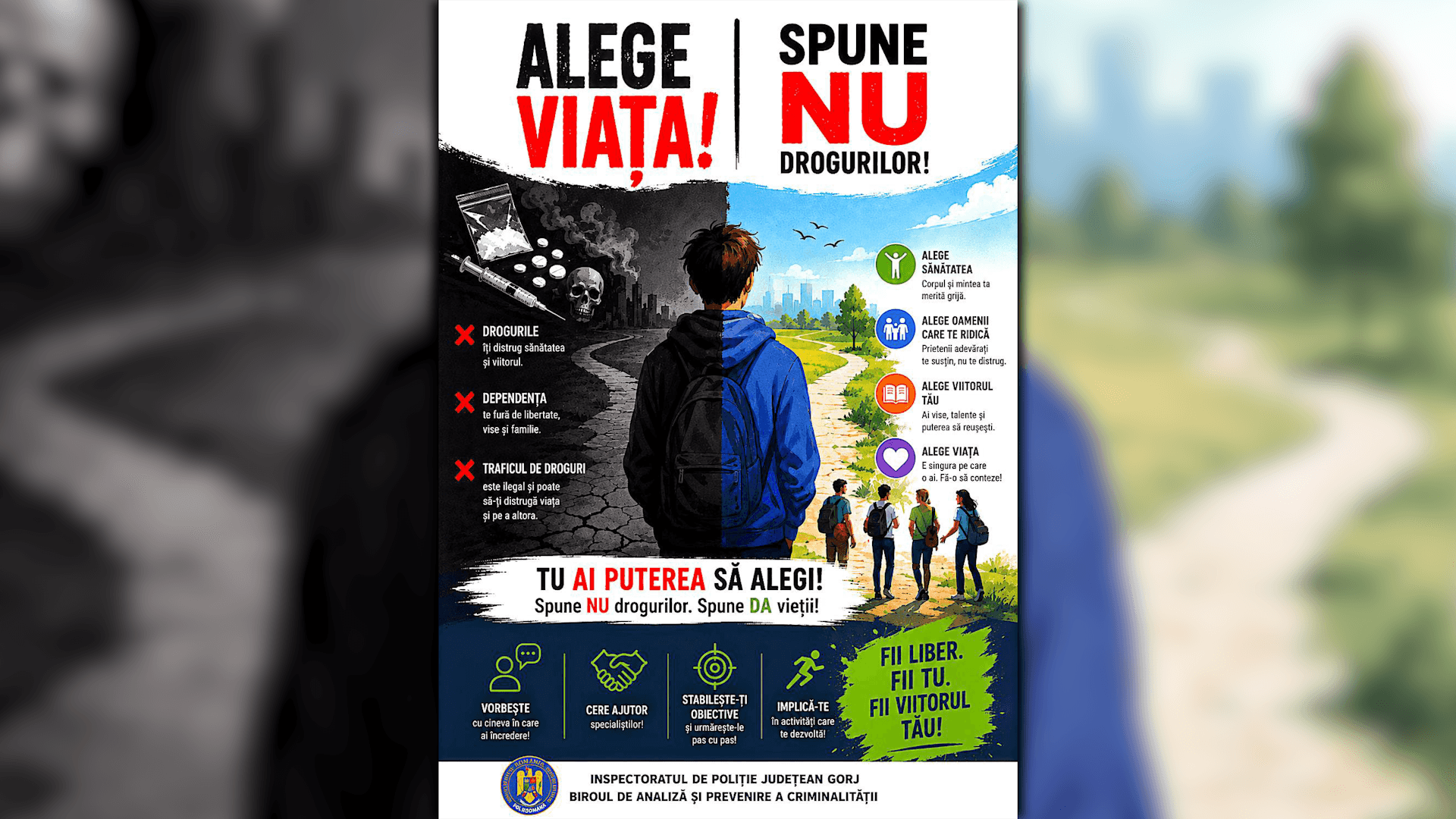 IPJ Gorj: Campanie de informare și prevenire împotriva drogurilor