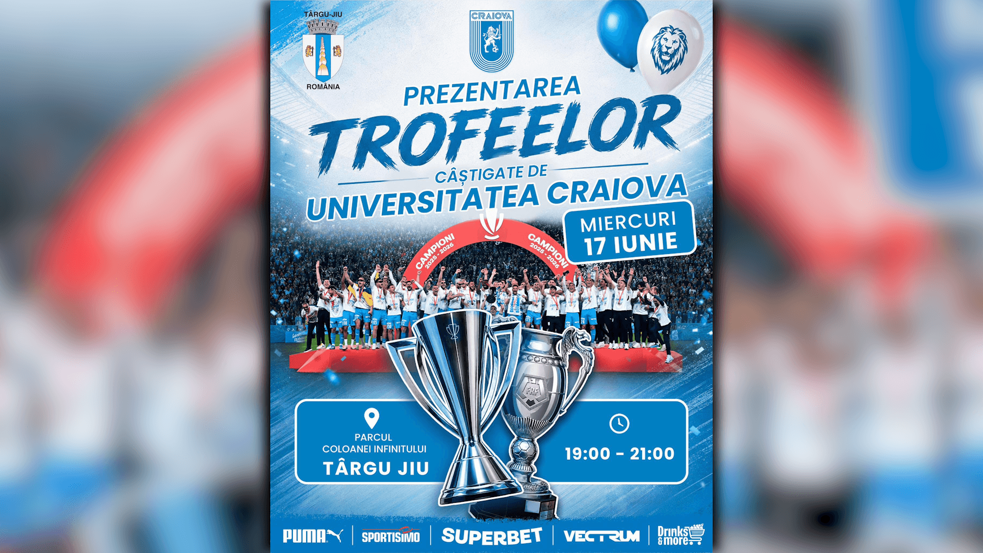 Trofeele Universității Craiova, în Parcul Coloanei Infinitului