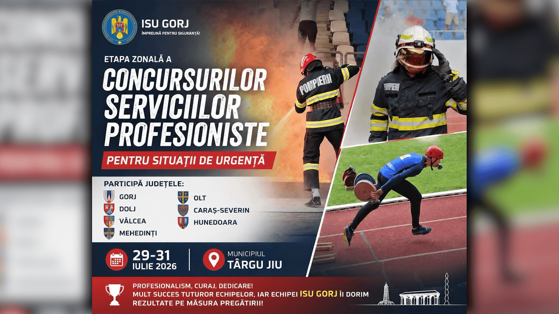 Târgu Jiu găzduiește concursul pompierilor militari