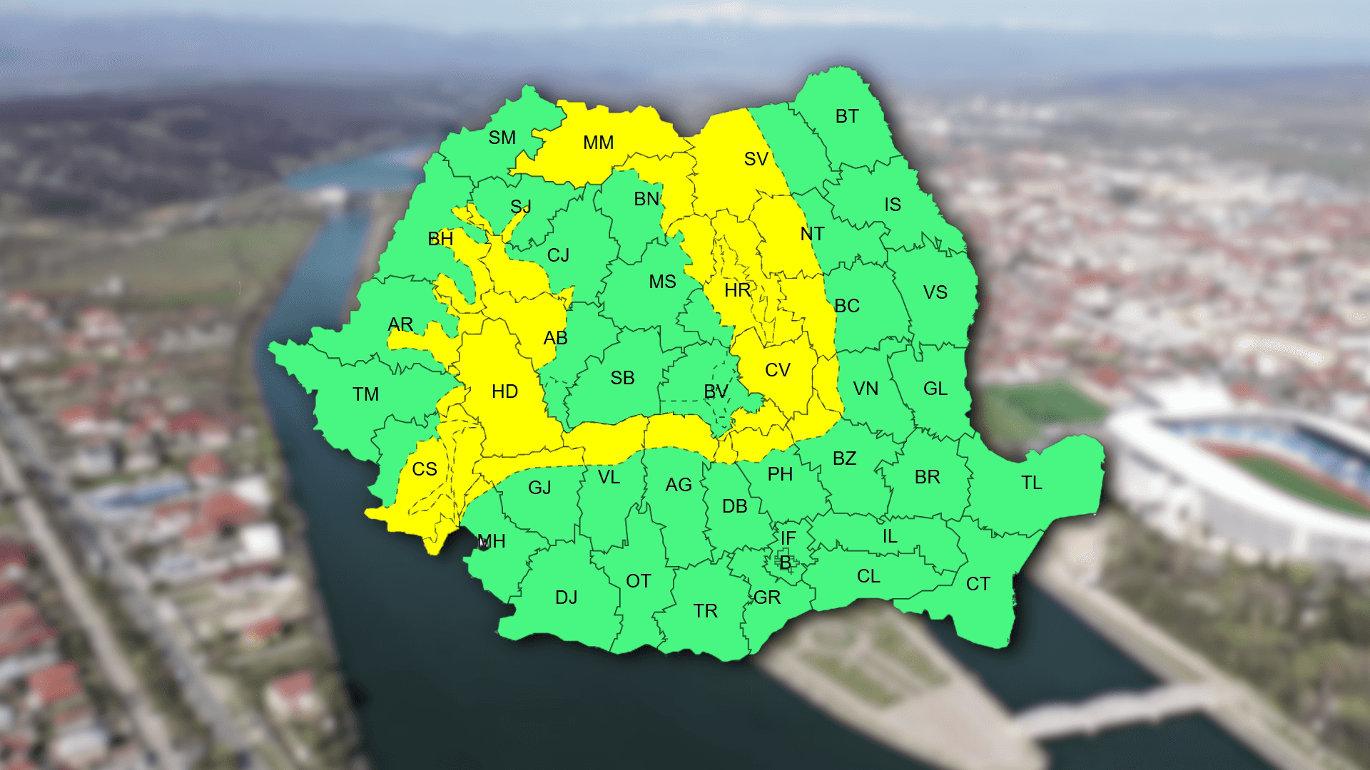 Cod galben de ploi în partea montană a Gorjului