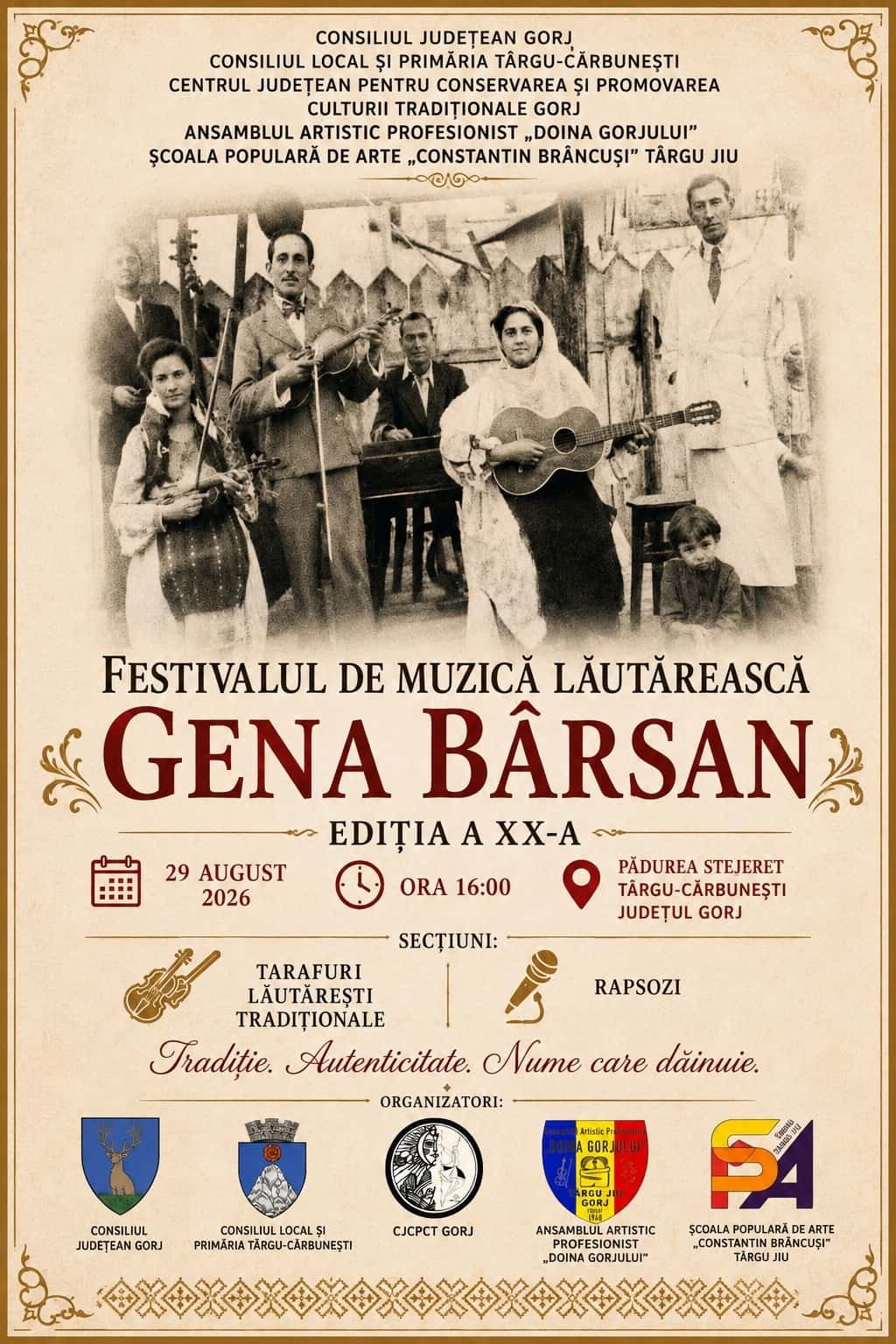 Festival de muzică lăutărească, la Târgu Cărbunești