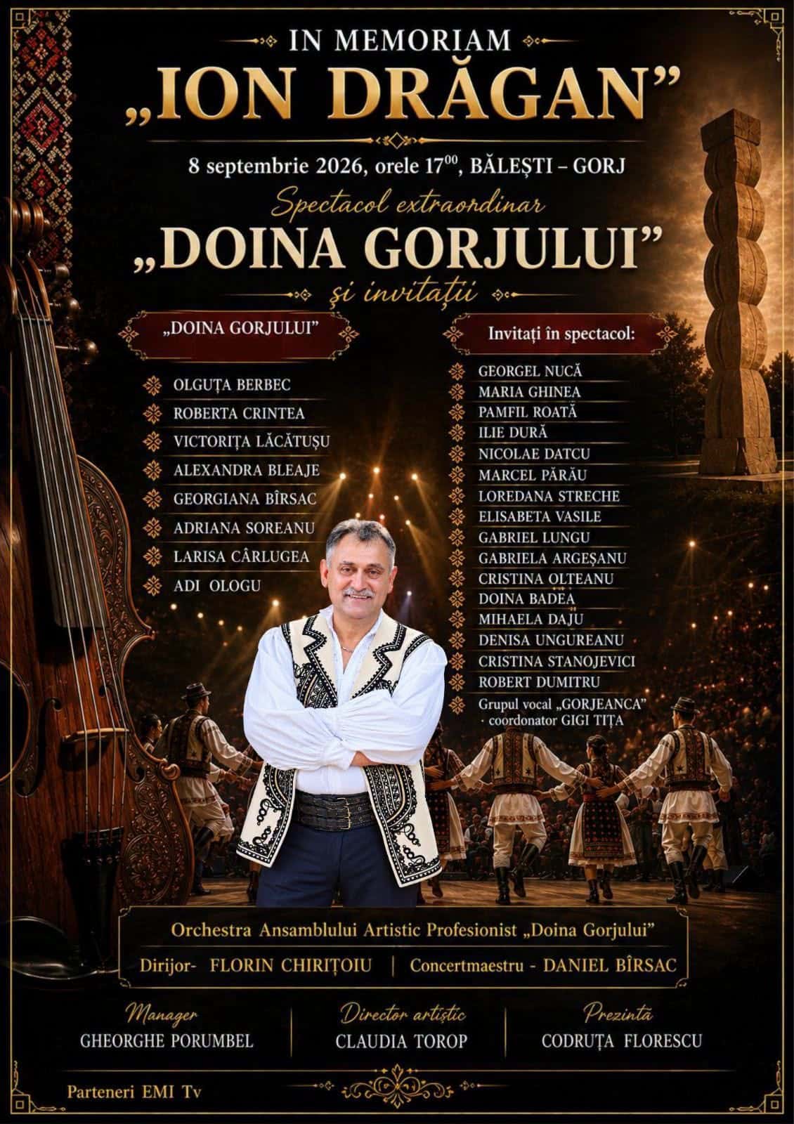 Spectacol comemorativ ”Ion Drăgan”, în localitatea natală Bălești