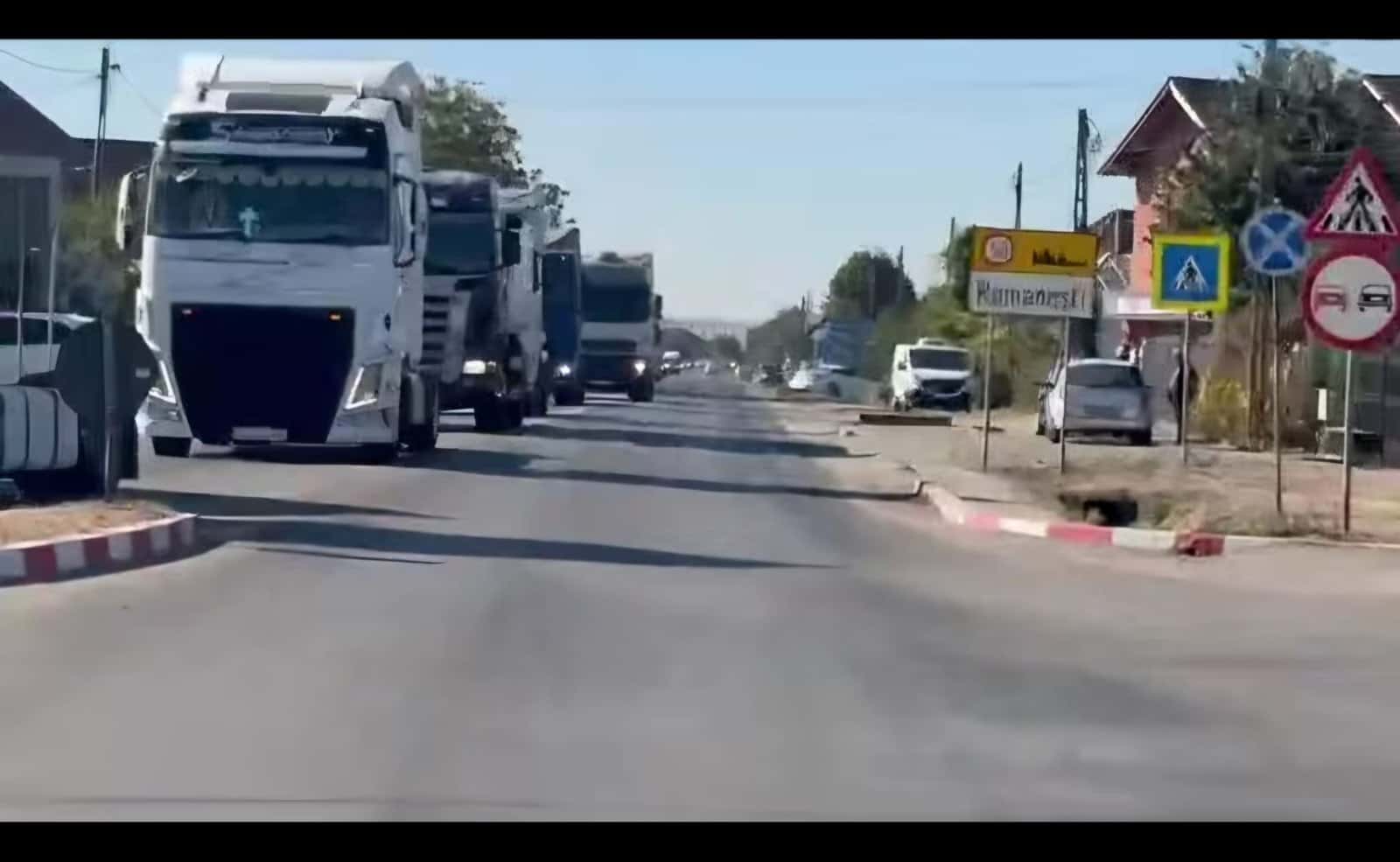 Protest al transportatorilor la Târgu Jiu