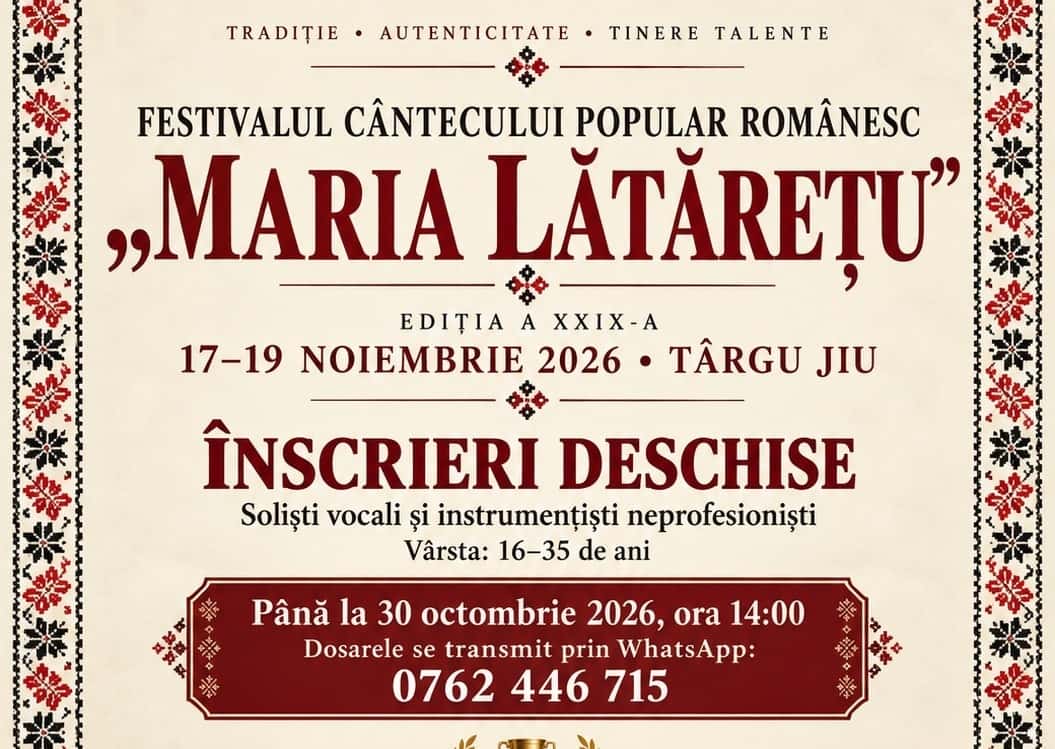 „Festivalul „Maria Lătărețu” revine la Târgu Jiu, după un an de pauză